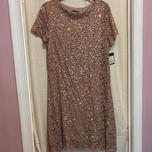 MARINA Sequin Lace Dress in Rose Gold